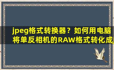 jpeg格式转换器？如何用电脑将单反相机的RAW格式转化成JPEG格式插图