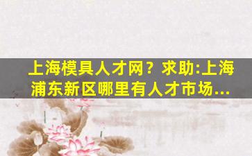 上海模具人才网？求助：上海浦东新区哪里有人才市场…