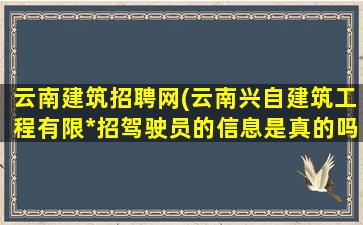 云南建筑招聘网(云南兴自建筑工程有限*招驾驶员的信息是真的吗)