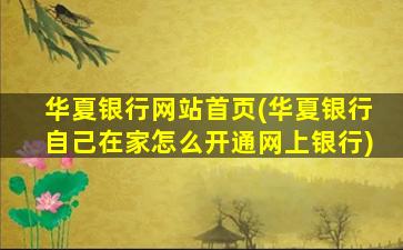 华夏银行网站首页(华夏银行自己在家怎么开通网上银行)插图