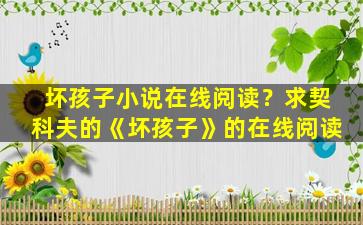 坏孩子小说在线阅读？求契科夫的《坏孩子》的在线阅读