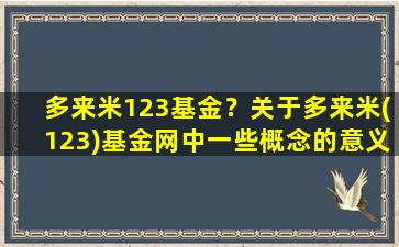 多来米123基金？关于多来米(123)基金网中一些概念的意义