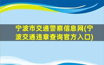 宁波市交通警察信息网(宁波交通违章查询官方入口)插图