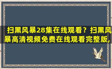 扫黑风暴28集在线观看？扫黑风暴高清视频*完整版,求百度网盘资源