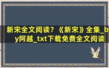 新宋全文阅读？《新宋》全集_by阿越_txt下载免费全文阅读