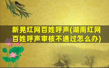 新晃红网百姓呼声(湖南红网百姓呼声审核不通过怎么办)插图