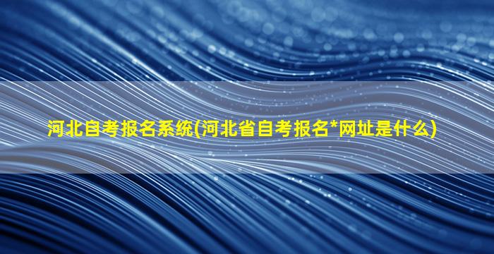 河北自考报名系统(河北省自考报名*网址是什么)