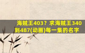 海贼王403？求海贼王340到487(动画)每一集的名字插图