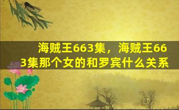 海贼王663集，海贼王663集那个女的和罗宾什么关系