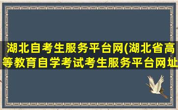 湖北自考生服务平台网(湖北省高等教育自学考试考生服务平台网址是什么)