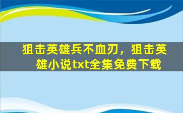 狙击英雄兵不血刃，狙击英雄小说txt全集免费下载插图