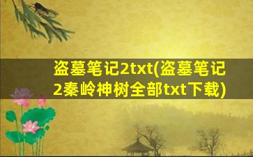 盗墓笔记2txt(盗墓笔记2秦岭神树全部txt下载)