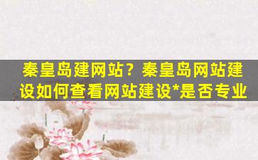 秦皇岛建网站？秦皇岛网站建设如何查看网站建设*是否专业插图