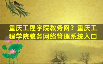 重庆工程学院教务网？重庆工程学院教务网络管理系统入口插图