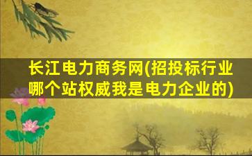 长江电力商务网(招投标行业哪个站权威我是电力企业的)