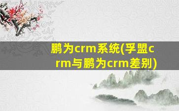 鹏为crm系统(孚盟crm与鹏为crm差别)